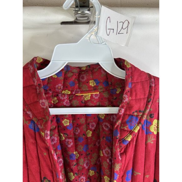 Vintage 90s Rainbow Floral Quilted Quilt Coat Jacket Cottagecore - Picture 4 of 7